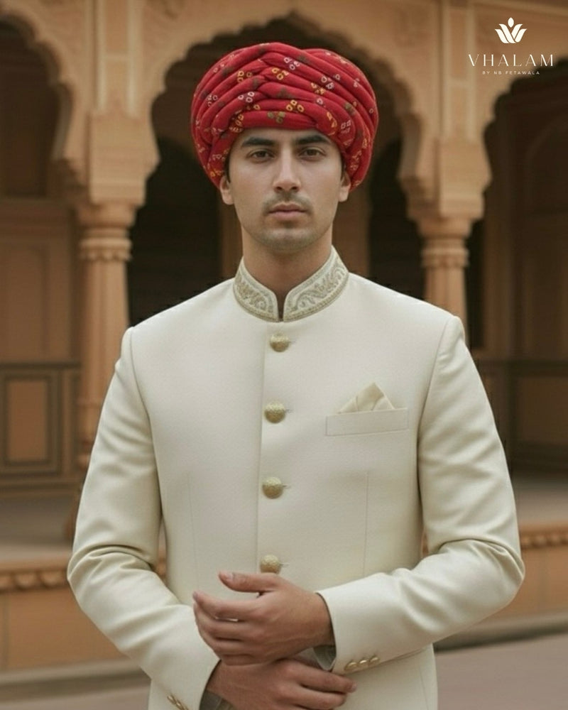 Classic Maroon Bandhani Print Rajasthani Pagdi