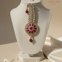 Regal Round Ruby Pink Kundan Turban Brooch