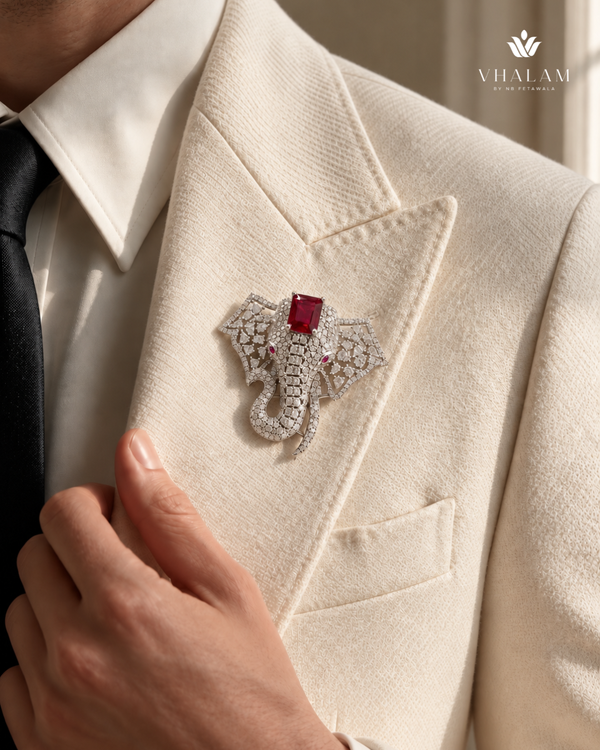 Gajratna Ruby Suit Brooch (15gm)