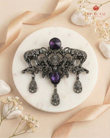 Shahi Gaja Amethyst Heritage Brooch