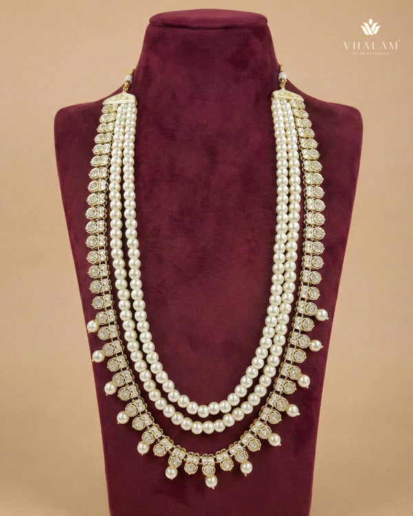Triple-Tiered Pearl & Polished Gold Heritage Mala