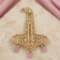 Blush Pink Kundan Kalangi with Bead Drop