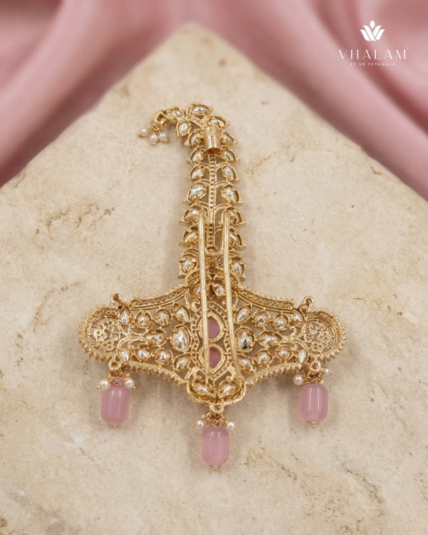Blush Pink Kundan Kalangi with Bead Drop