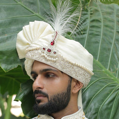 5-Piece Groom's Set for Ivory/Off-White Sherwani