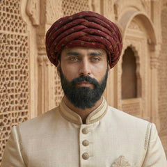 Maroon Bandhani Print Rajasthani Pagdi