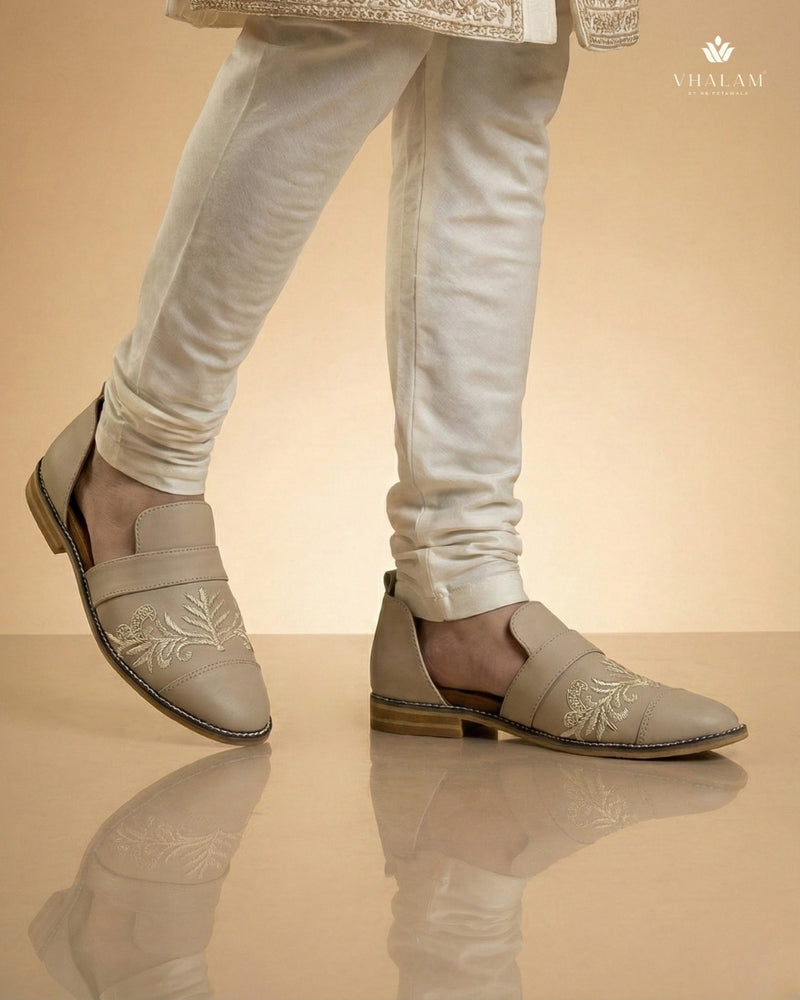 Grebe Hand-Embroidered Foliage Mules