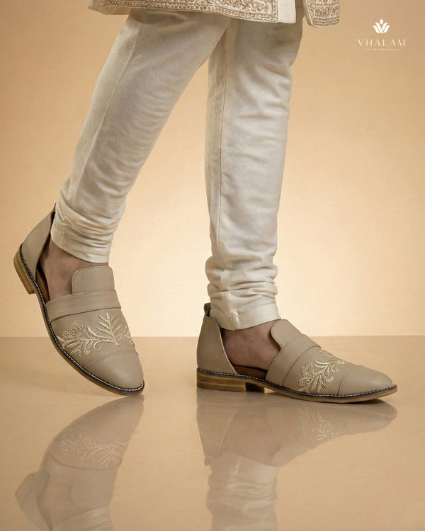 Grebe Hand-Embroidered Foliage Mules