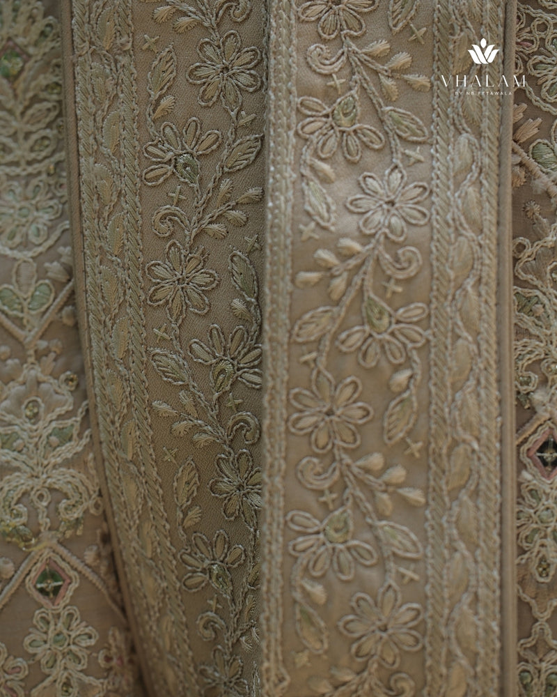 Classic Golden-Beige Dupatta with Resham Embroidery