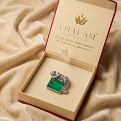 Royal Panther Pastel Green Stone Ceremonial Silver Brooch