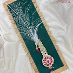 Regal Round Ruby Pink Kundan Turban Brooch