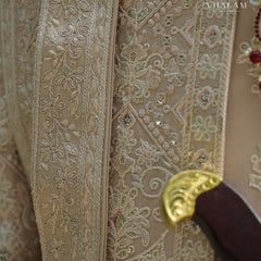 Classic Golden-Beige Dupatta with Resham Embroidery