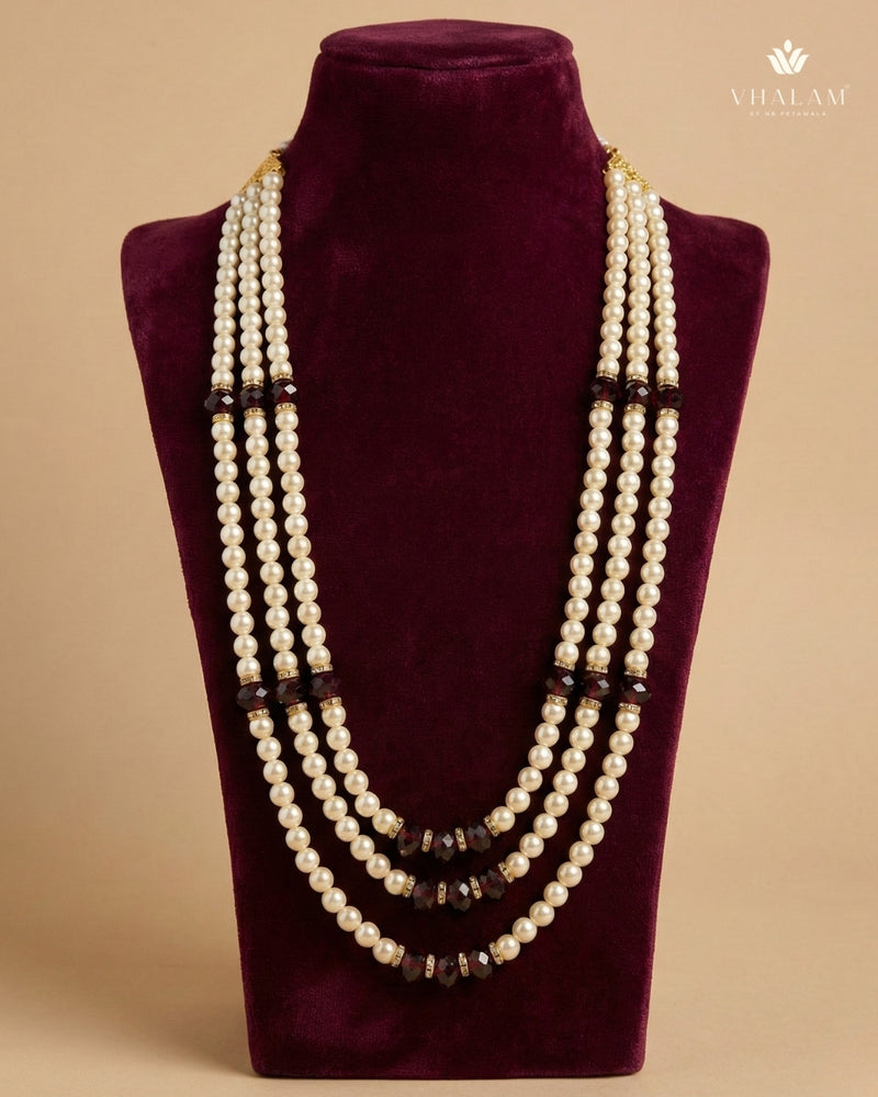 Maroon Crystal Triple-Strand Mala