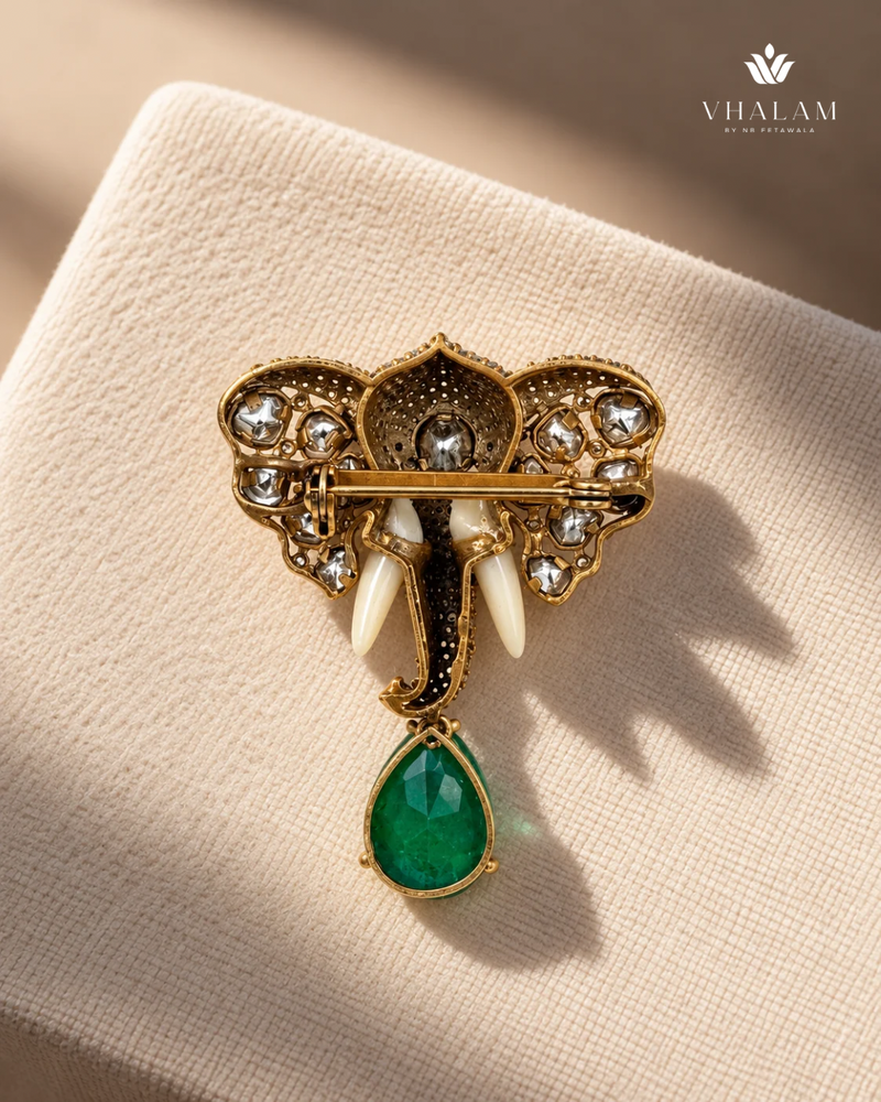 Airavat Green Stone Suit Brooch