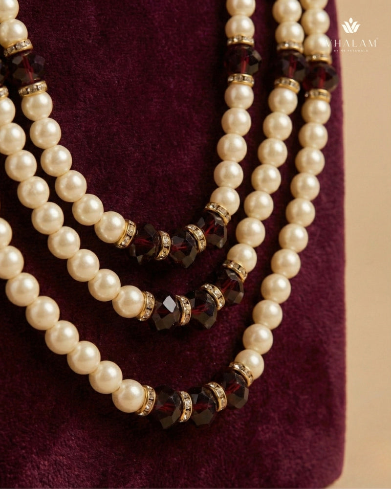 Maroon Crystal Triple-Strand Mala