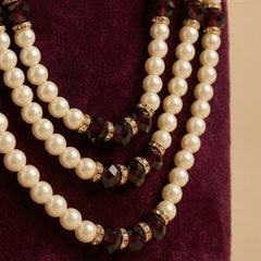 Maroon Crystal Triple-Strand Mala