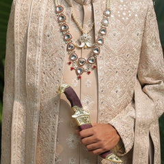 Classic Golden-Beige Dupatta with Resham Embroidery