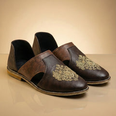 Partridge Hand-Embroidered Zardosi Motif Mules