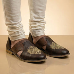 Partridge Hand-Embroidered Zardosi Motif Mules