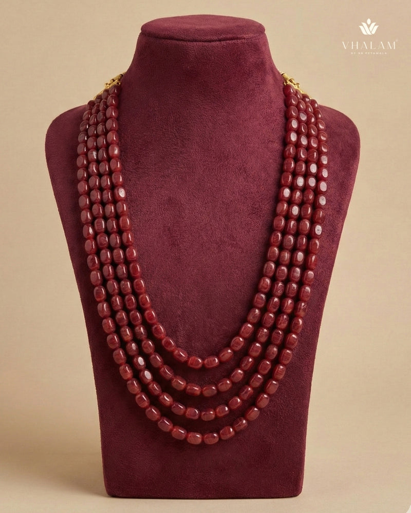 Dulha Ruby-Maroon 4-Layer Beaded Mala
