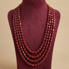 Dulha Ruby-Maroon 4-Layer Beaded Mala
