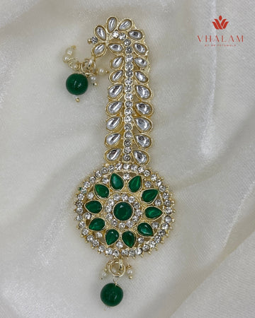 Regal Round Green Kundan Turban Kalangi (16gm)