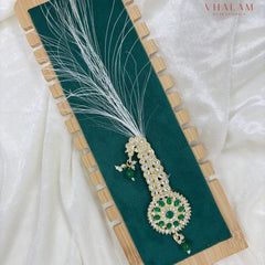Regal Round Green Kundan Turban Brooch