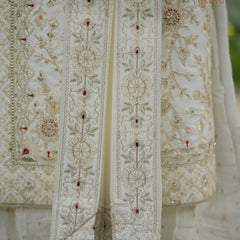 Ivory Embroidered Groom Dupatta with Zari and Sequin Detailing
