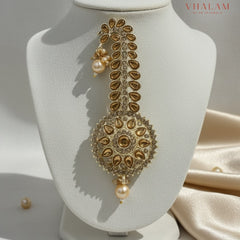 Regal Round Golden Kundan Turban Brooch