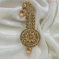 Regal Round Golden Kundan Turban Brooch