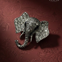 Gajraj Crystal-Encrusted Silver Suit Brooch