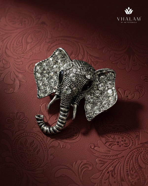 Gajraj Crystal-Encrusted Silver Suit Brooch
