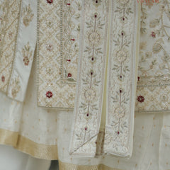Ivory Embroidered Groom Dupatta with Zari and Sequin Detailing