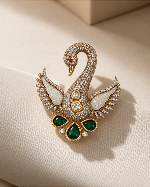 Hansa Green Stone Suit Brooch
