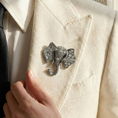 Gajraj Crystal-Encrusted Silver Suit Brooch