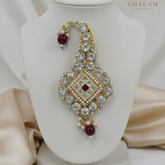 Classic Crystal Red Polki Turban Brooch