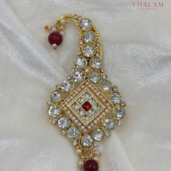 Classic Crystal Red Polki Turban Brooch