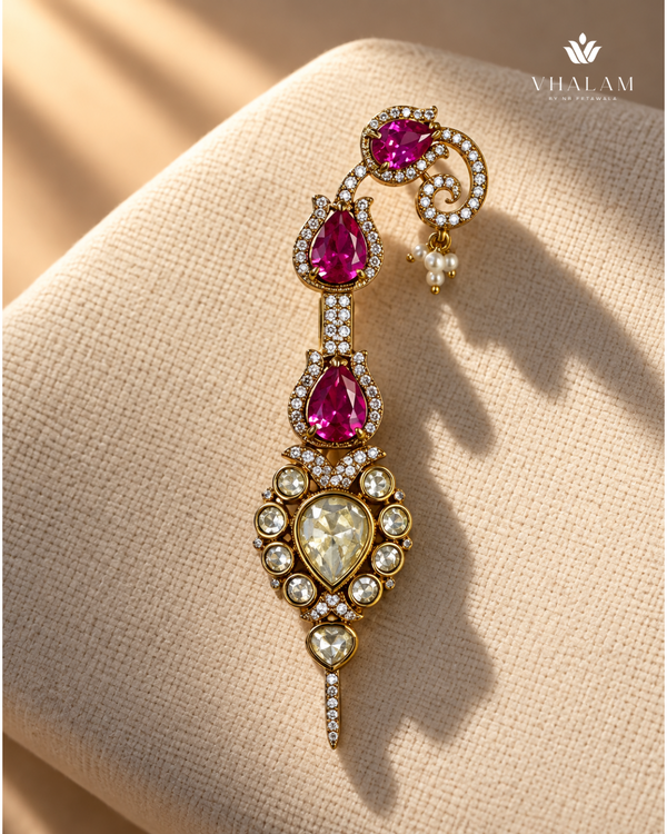 Zarqa Ruby Pink Stone Suit Brooch