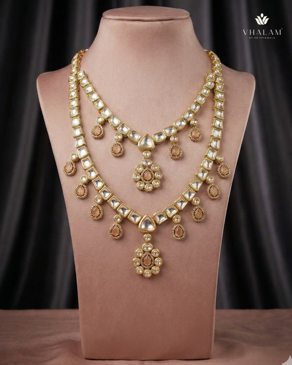 Imperial Peach Heritage Brass Double-Layer Mala