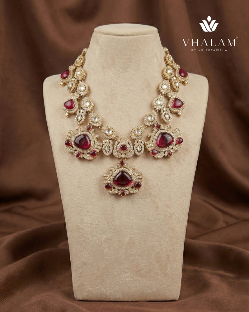 Grand Maharaja Ruby Red Kundan Mala