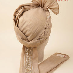 Vhalam Rajvansh Hand-Tied Safa – Champagne Gold