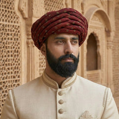 Maroon Bandhani Print Rajasthani Pagdi