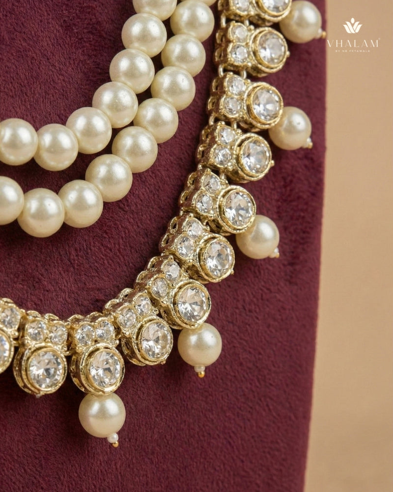 Triple-Tiered Pearl & Polished Gold Heritage Mala