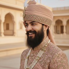 Dusty Rose Silk Groom Pagdi