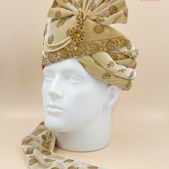 Golden Velvet Dulha Pagdi