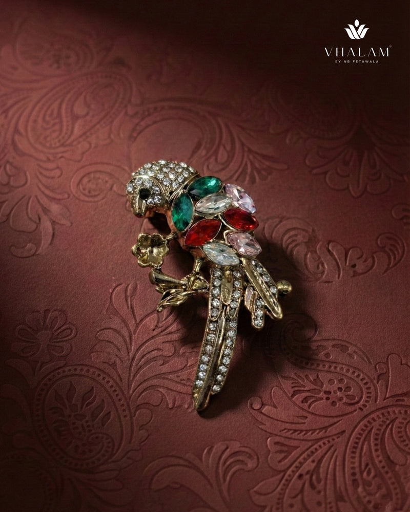 Tropical Parrot Multi-Color Crystal Suit Brooch