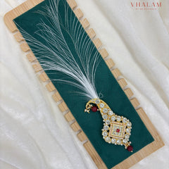 Classic Crystal Red Polki Turban Brooch