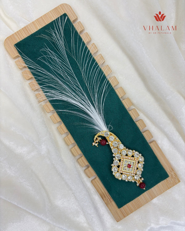 Classic Crystal Red Polki Turban Brooch