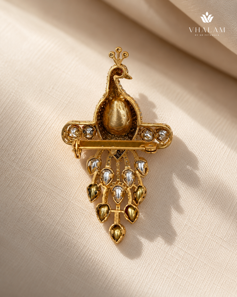 Mayura Pearl Green Stone Suit Brooch