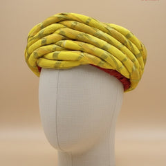 Radiant Yellow & Gold Striped Rajasthani Pagdi (Haldi Special)