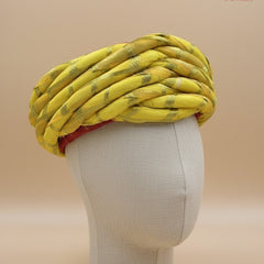 Radiant Yellow & Gold Striped Rajasthani Pagdi (Haldi Special)